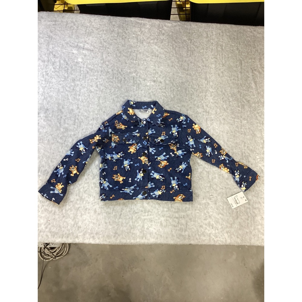 Bluey Toddler Denim Jacket Blue All Over‎ Character Print Size 3T BBLUK7PCJD